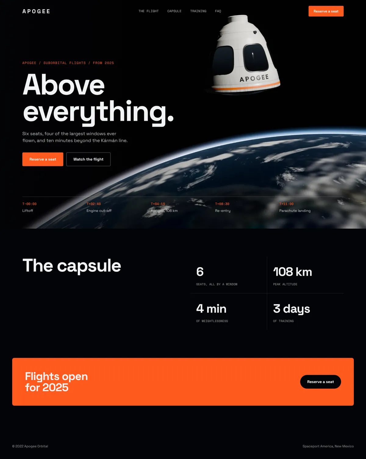 Apogee: главная страница сайта целиком
