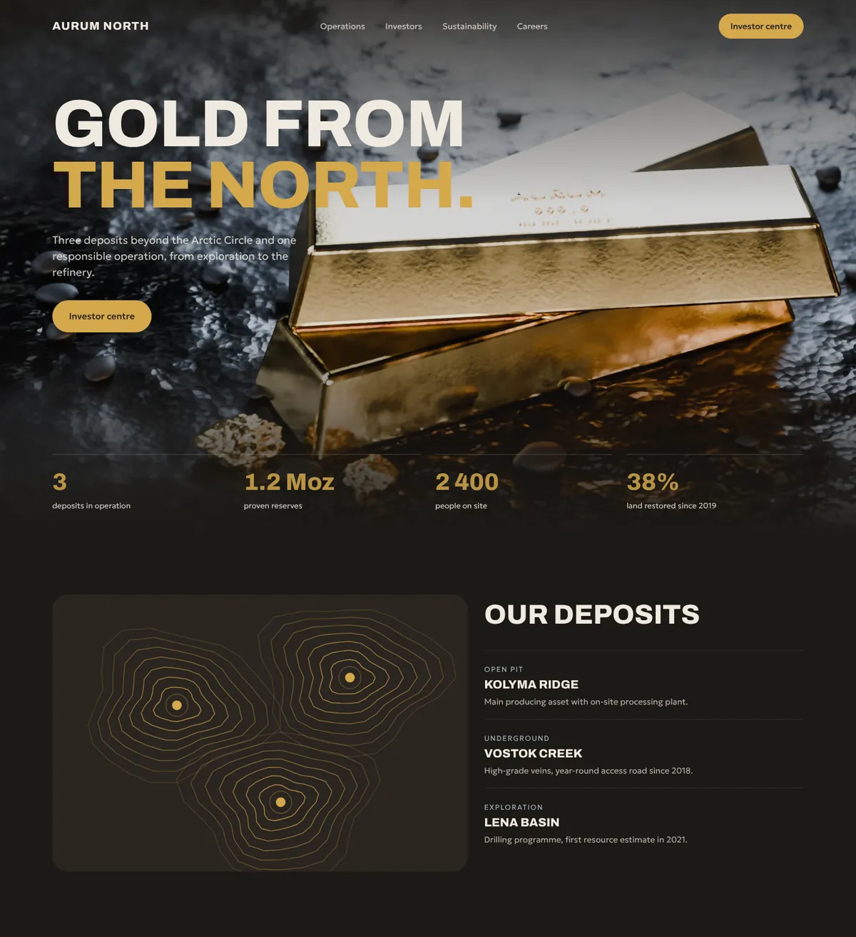 Aurum North: главная страница сайта целиком