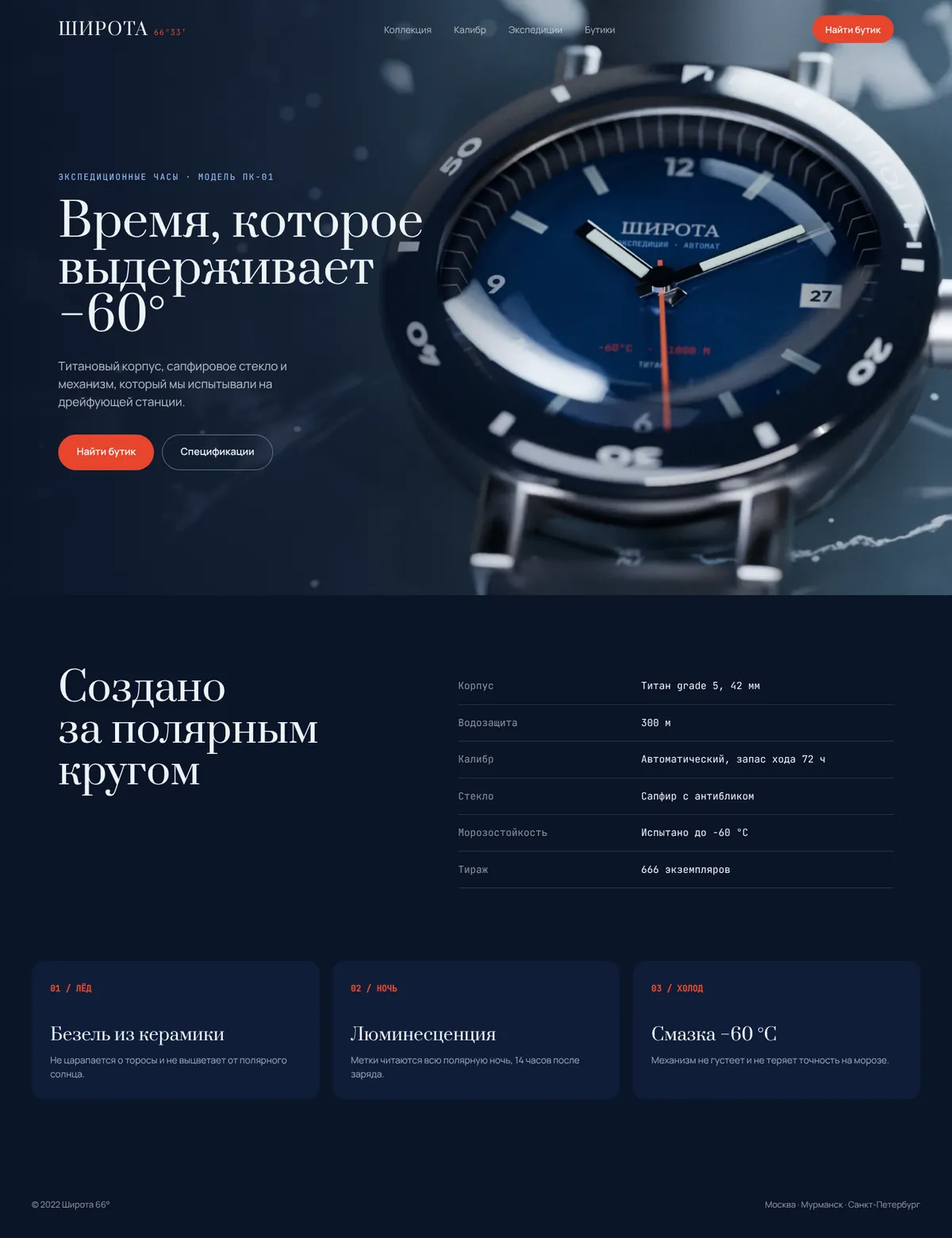 Широта 66°: главная страница сайта целиком